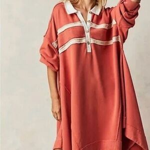 Free People Blair Sweatshirt Top Oversized Asymmetrical Pullover Cotton S